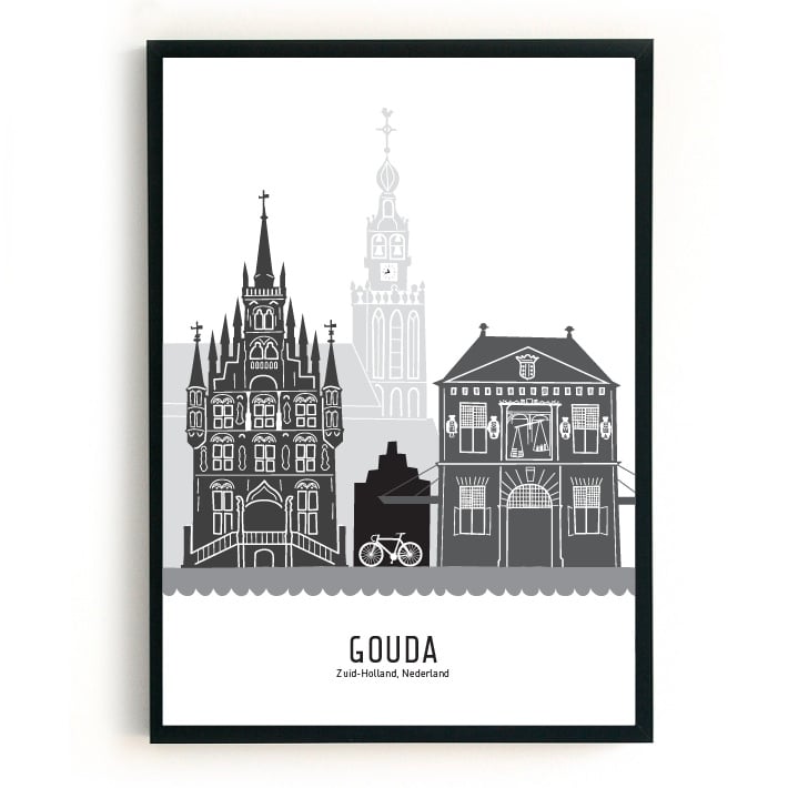 Poster Gouda black-white-grey - A4 | A3