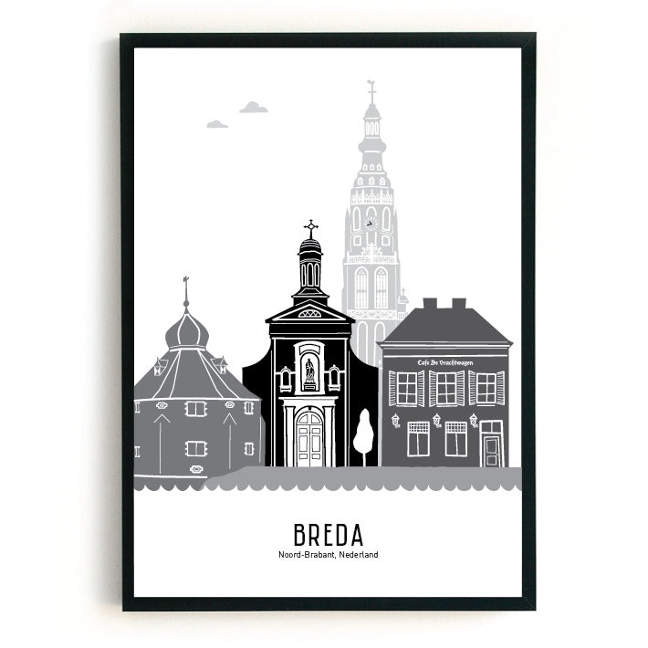 Poster Breda black-white-gray - A3