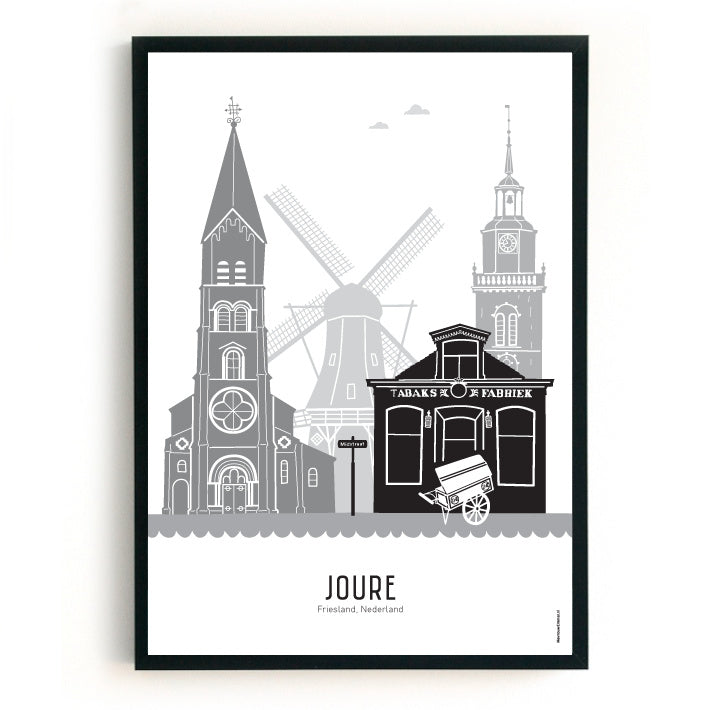 Poster Joure zwart-wit-grijs - A4