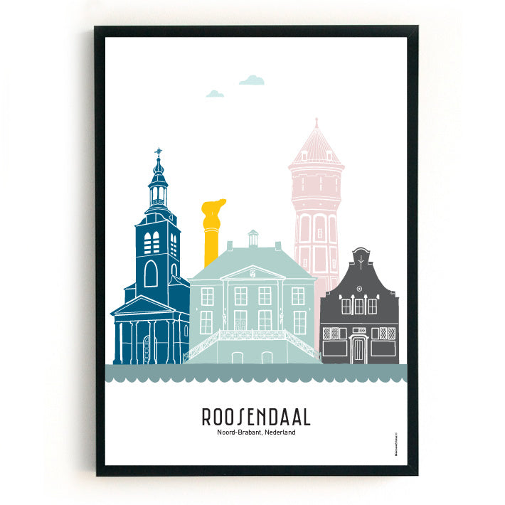 Poster Roosendaal in kleur - A4
