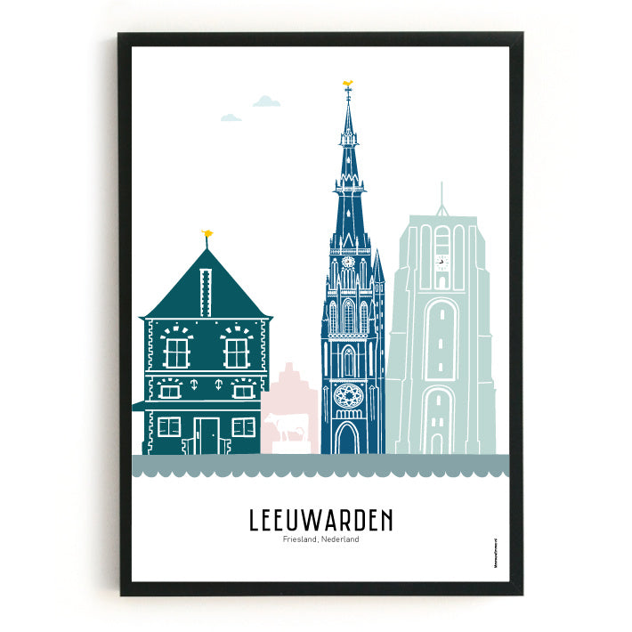 Poster Leeuwarden in color - A3
