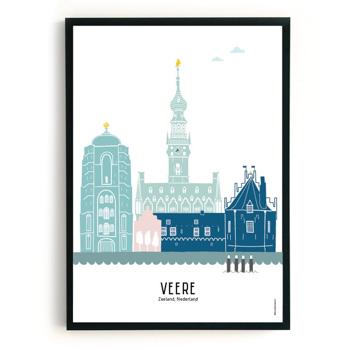 Poster Veere in kleur - A4 | A3