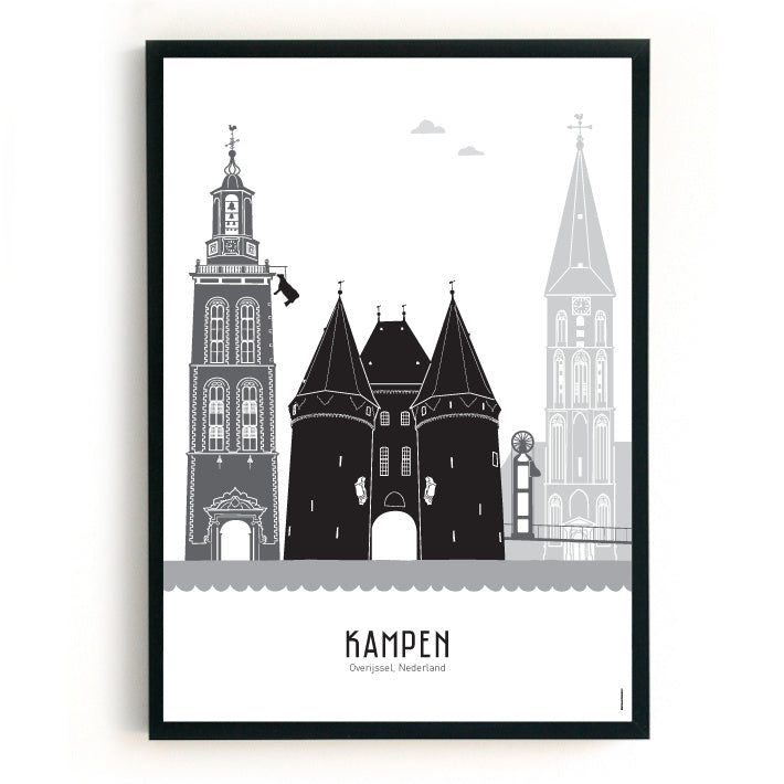 Poster Kampen black-white-grey - A4