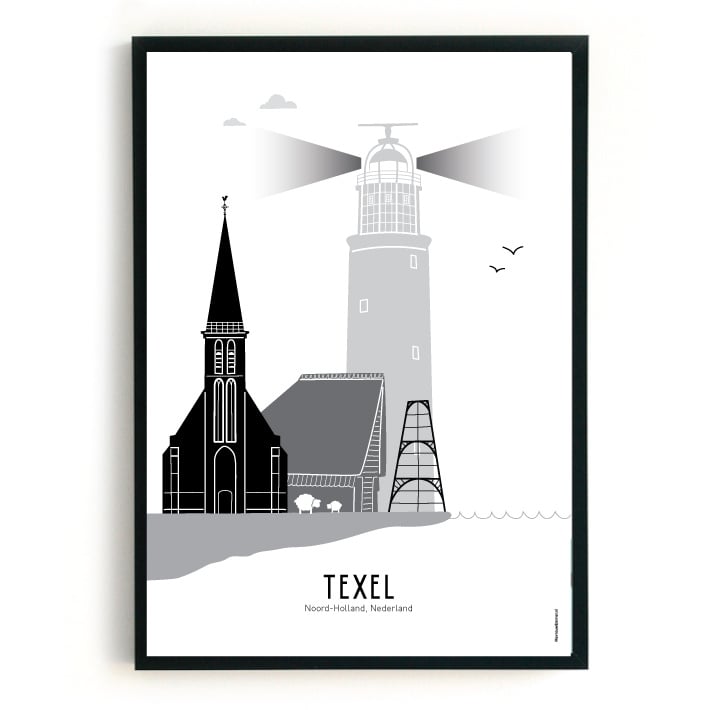Poster Texel black-white-grey - A4 | A3