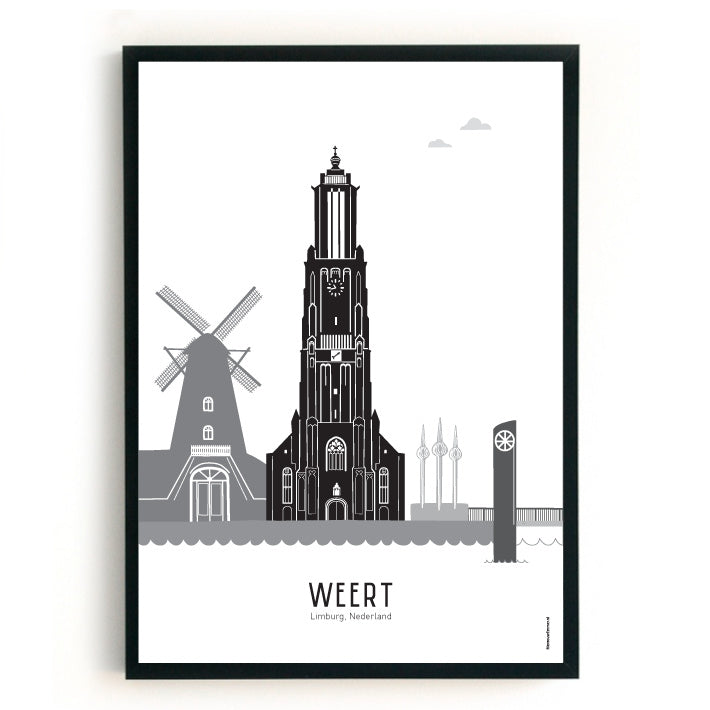 Poster Weert black-white-gray - A4