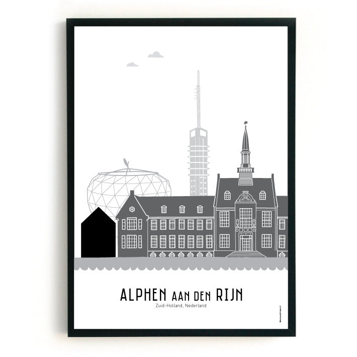 Poster Alphen aan den Rijn black-white-gray - A4 | A3