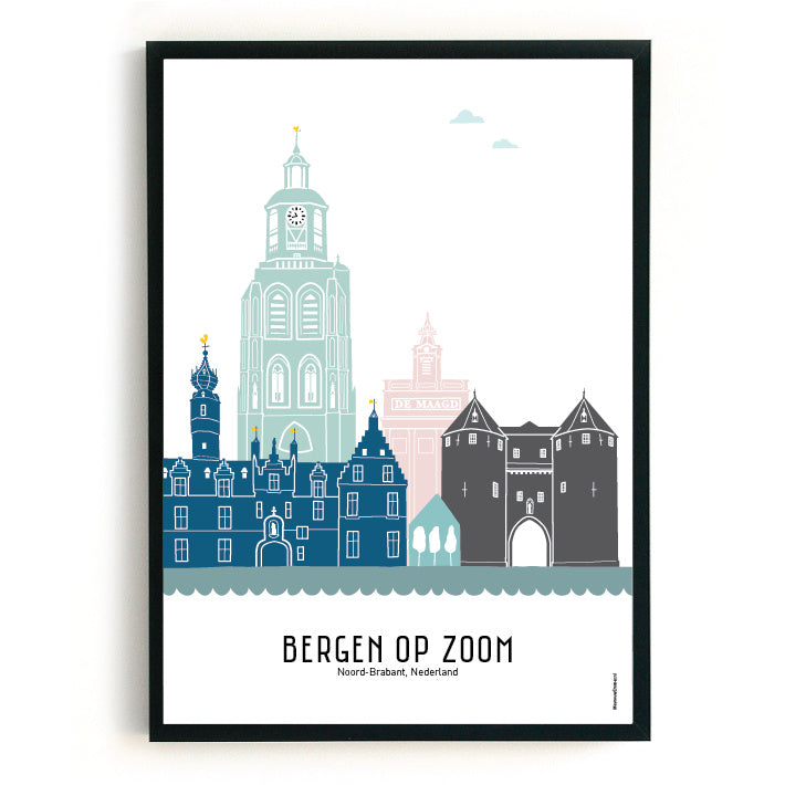 Poster Bergen op Zoom in color - A3