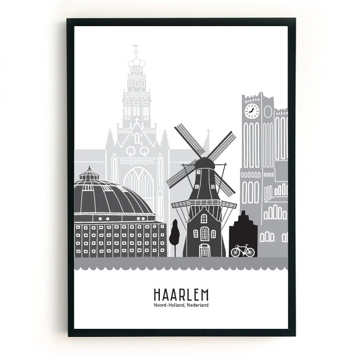 Poster Haarlem black-white-gray - A4 | A3