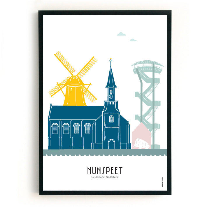 Poster Nunspeet in kleur - A4 | A3