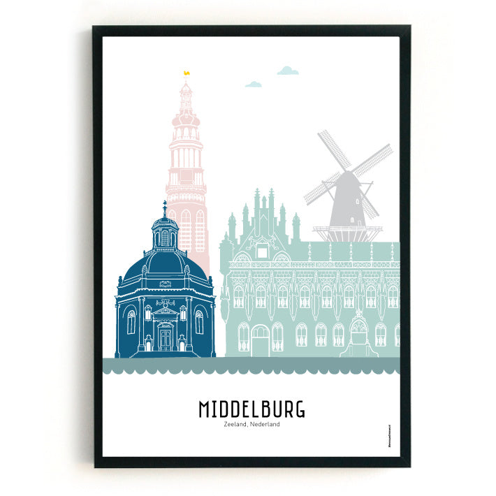 Poster Middelburg in kleur - A4 | A3