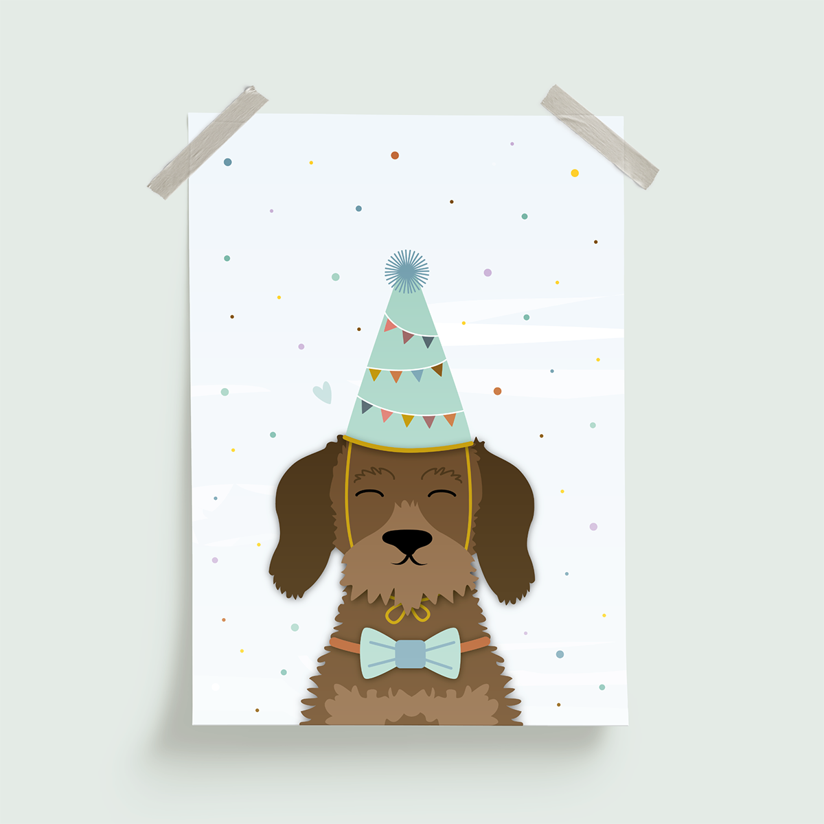 Poster A4 Dachshund - Party!