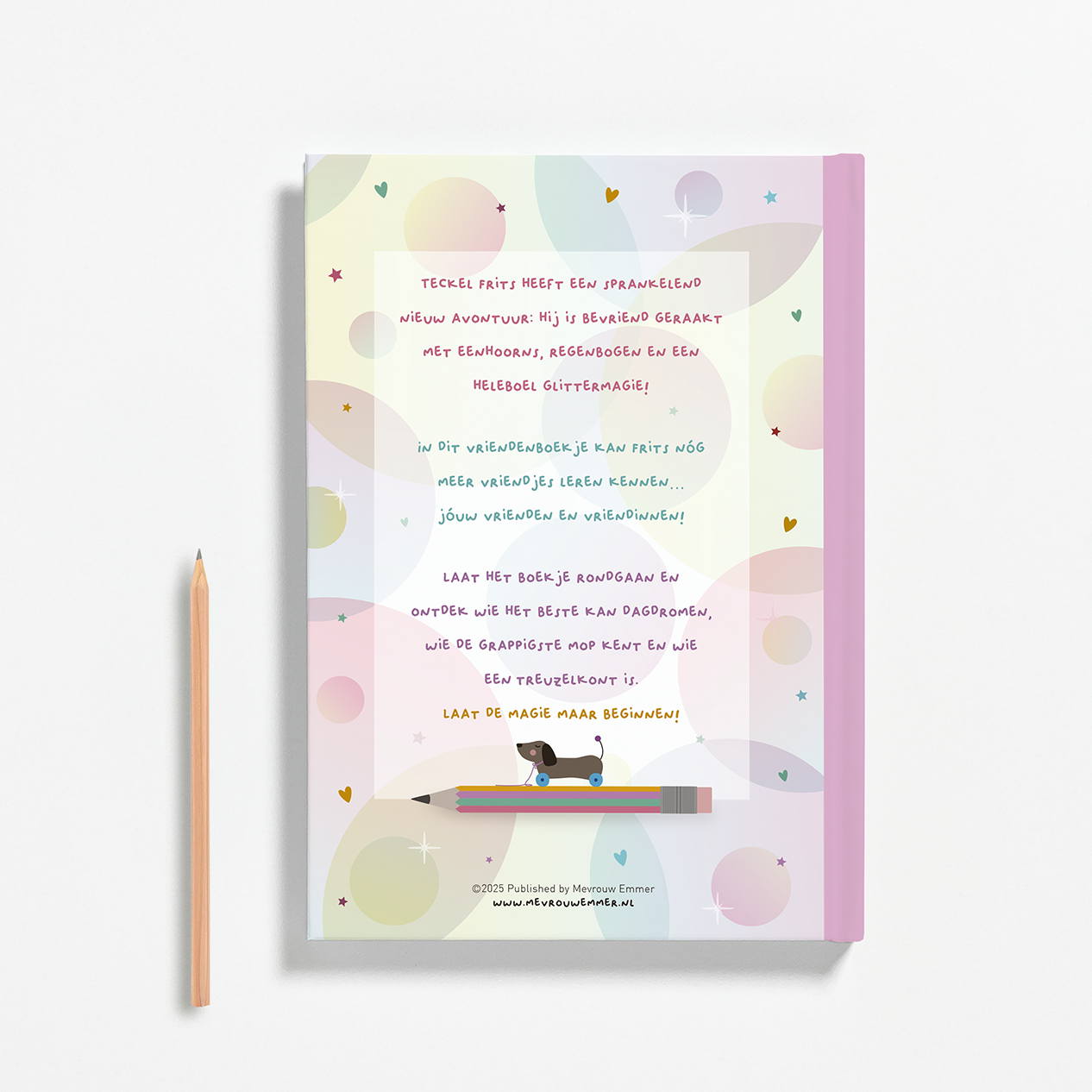 Vriendenboekje-teckel-unicorn-meisje-regenboog