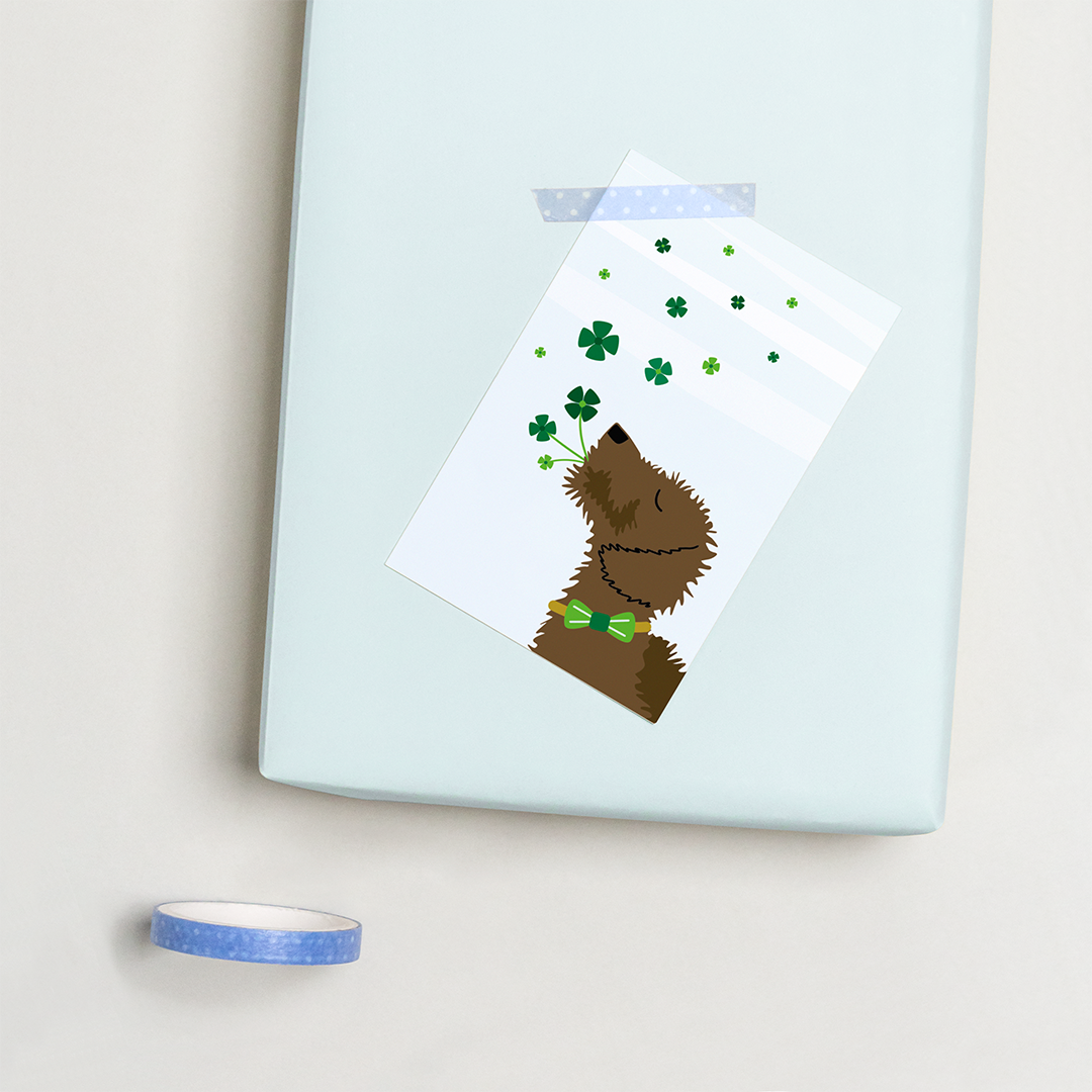 cadeaukaartje-beterschap-teckel-geluk-klavertje