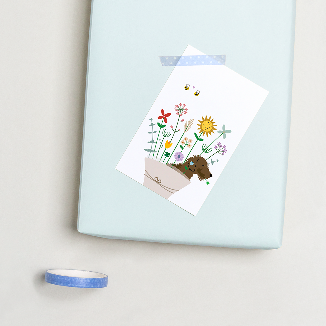 cadeaukaartje-bloemen-teckel-boeket