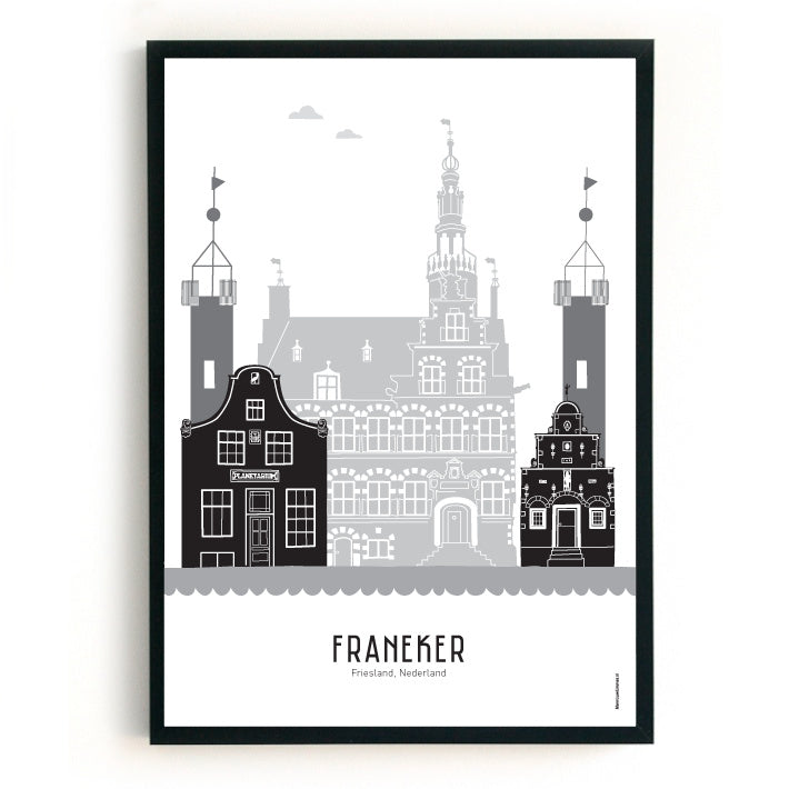 Poster Franeker zwart-wit-grijs - A4