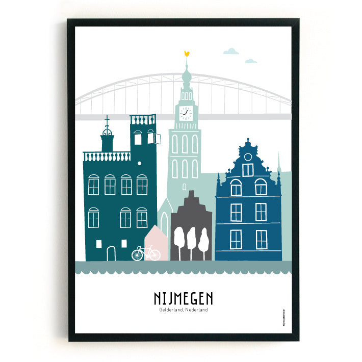 Poster Nijmegen in kleur - A4