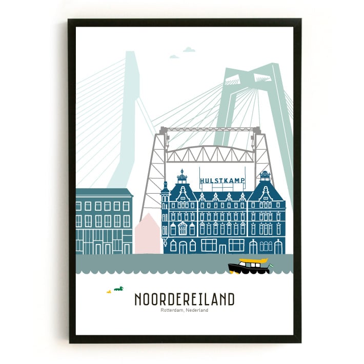 Poster Rotterdam - Noordereiland in kleur - A4 | A3