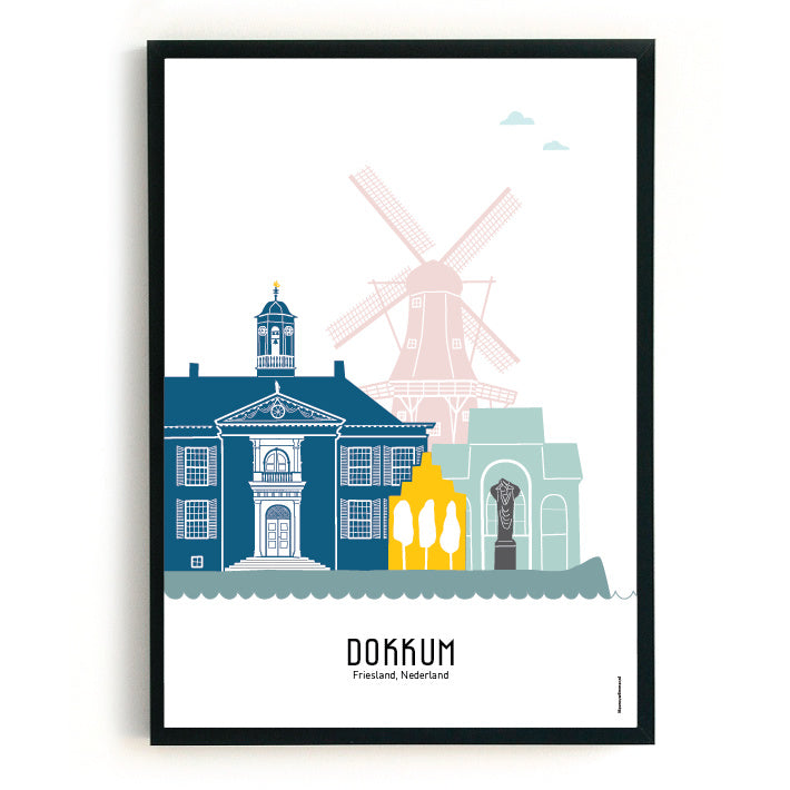 Poster Dokkum in color - A4