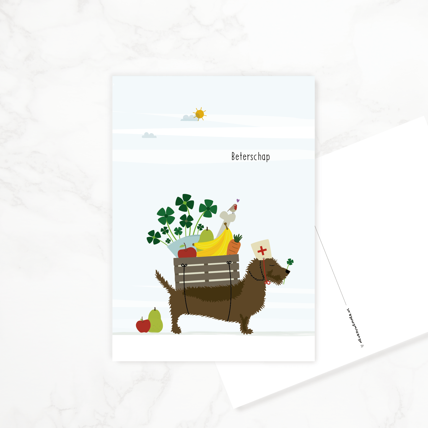 kaartje-beterschap-teckel-fruitmand-geluk