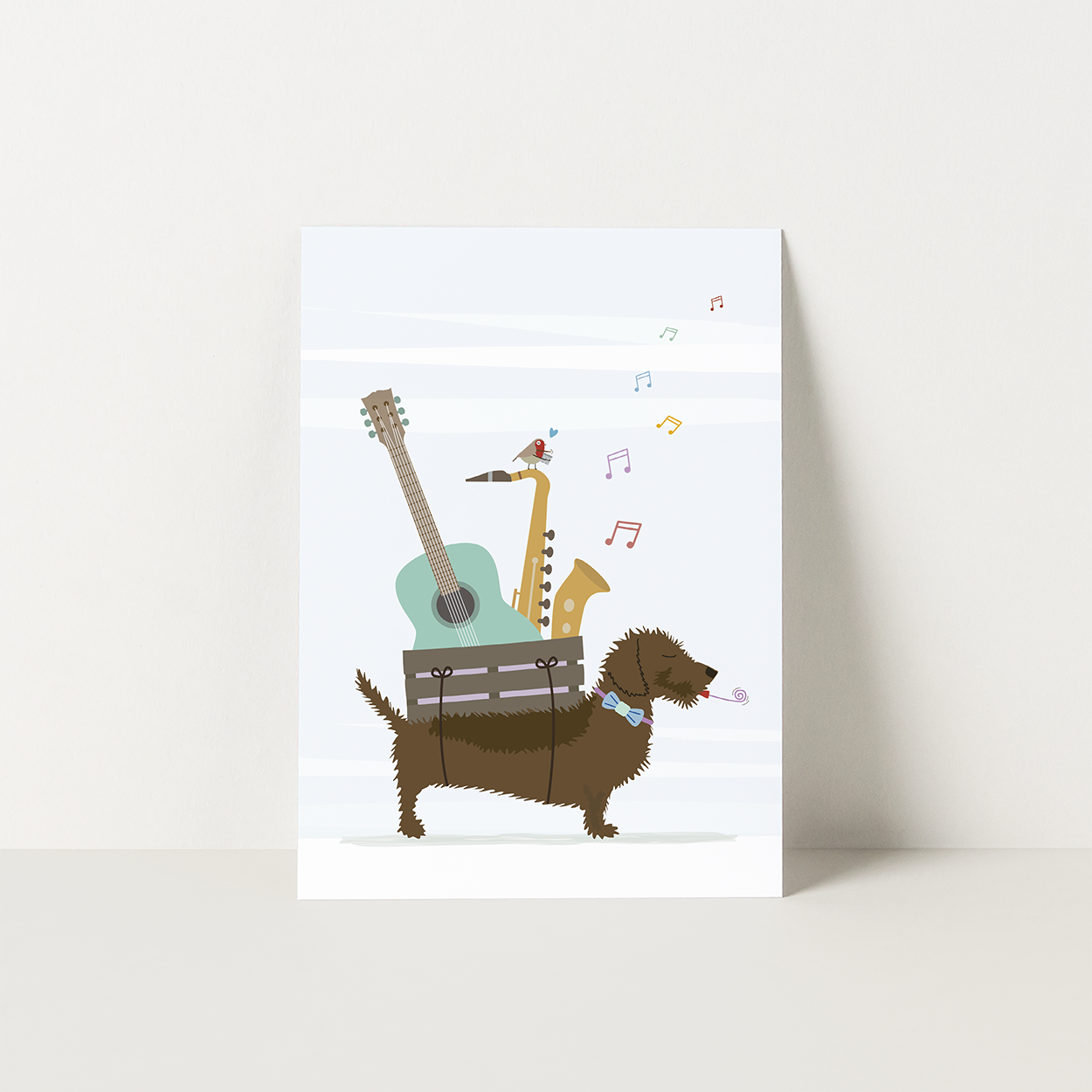 kaartje-feest-teckel-muziek-zingen