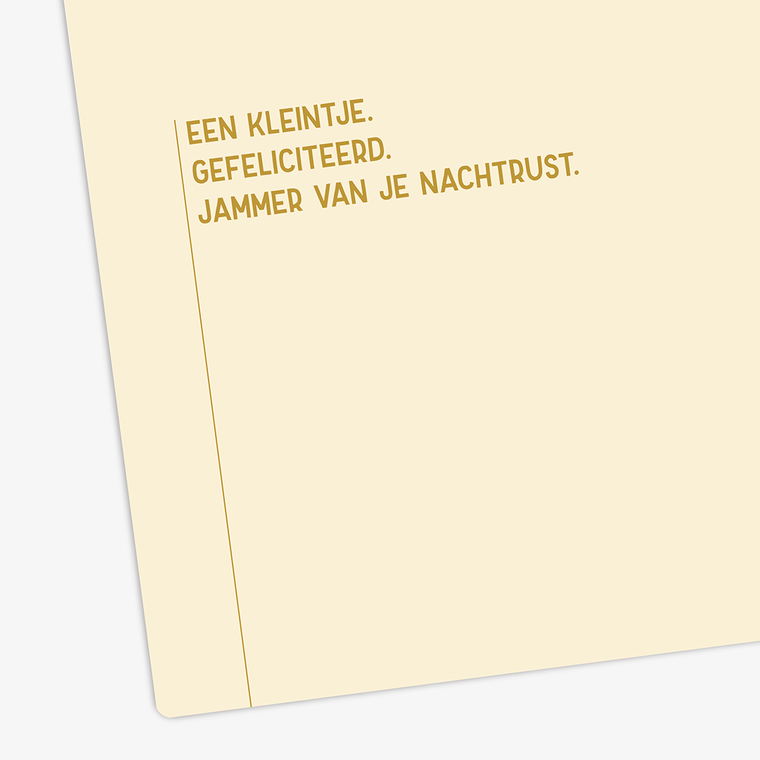 Detail van felicitatiekaart geboorte met tekst &