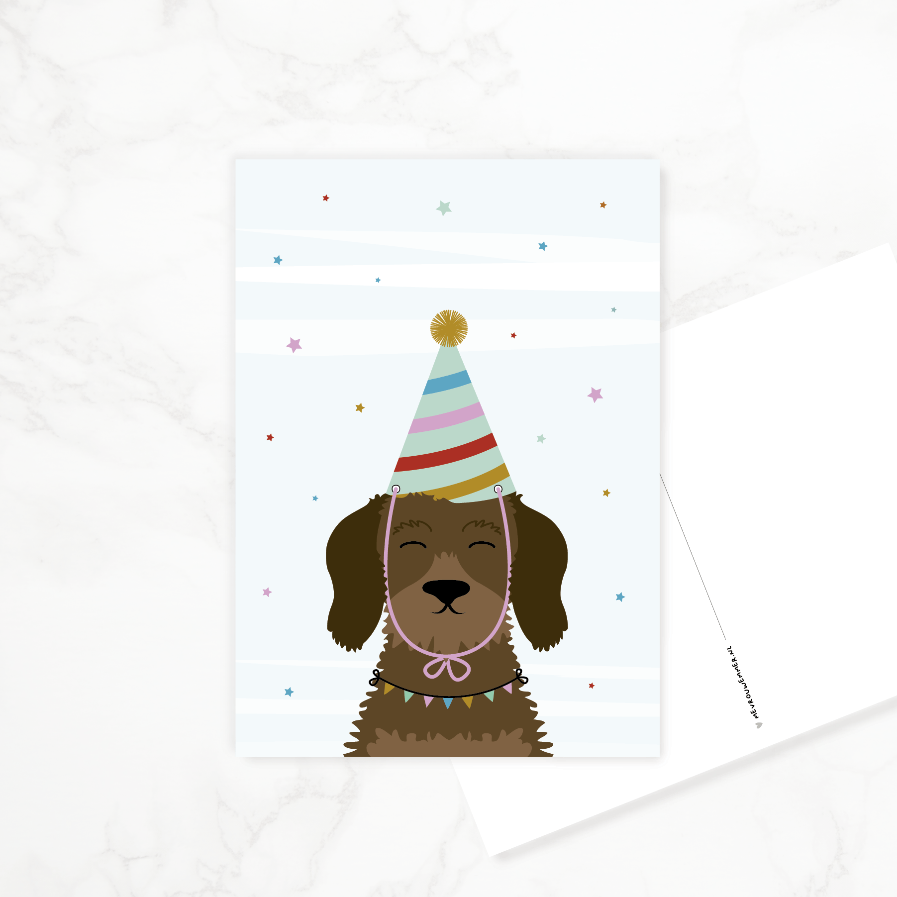 Ansichtkaart teckel - Frits in partyhat klaar voor het feest