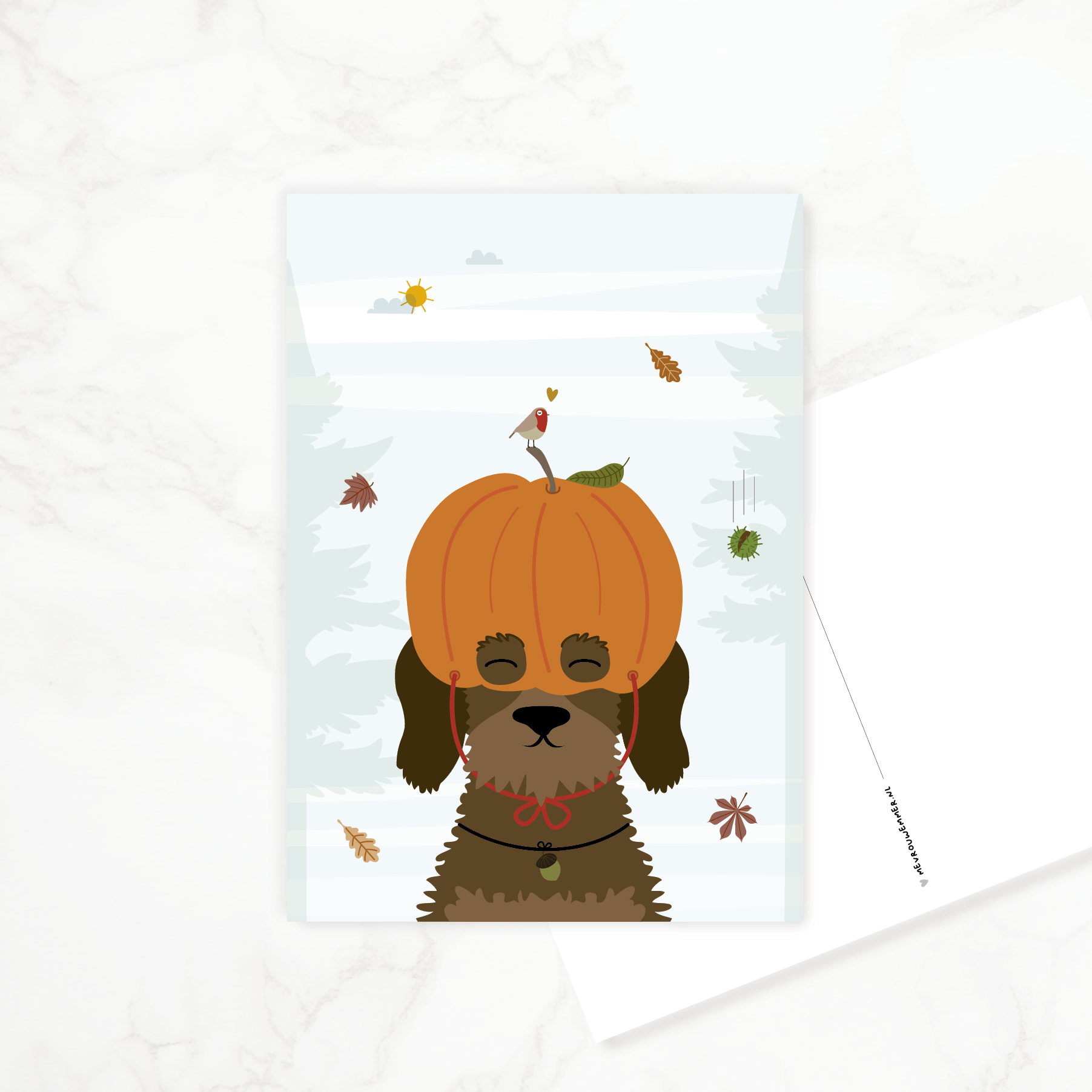 kaartje-zomaar-teckel-herfst-pompoen