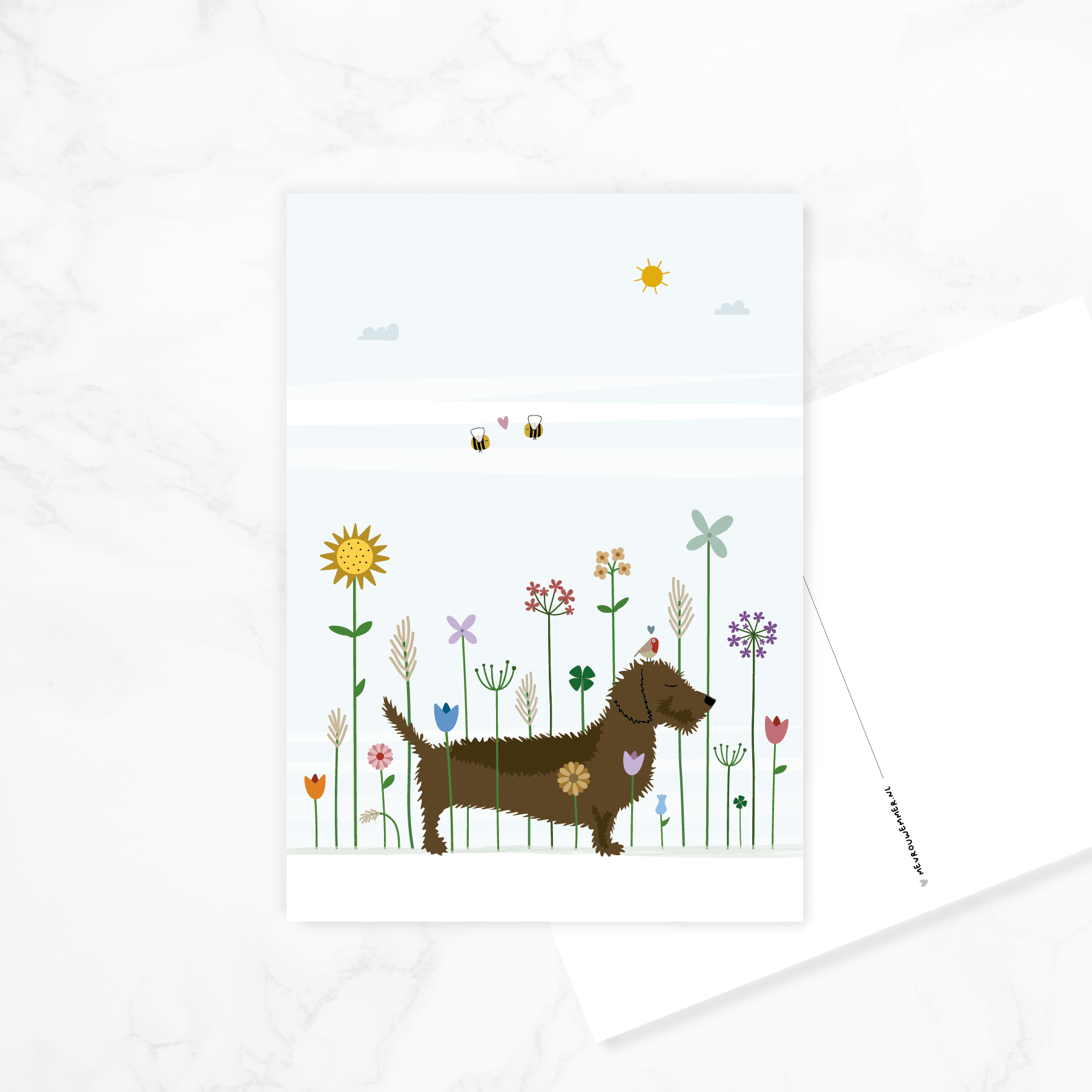 kaartje-zomaar-teckel-pluktuin-bloemen-liefs