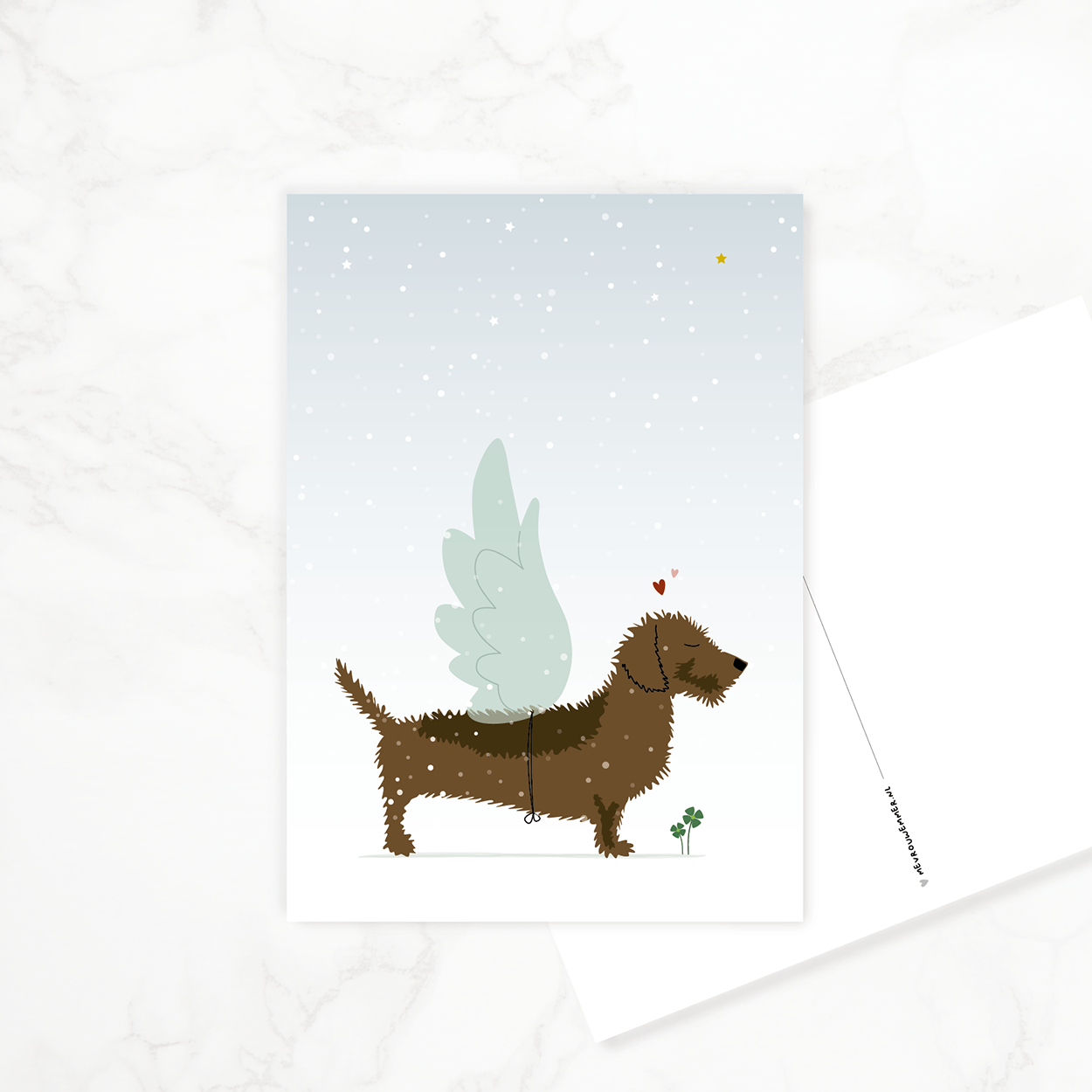 kerstkaart-teckel-engeltje