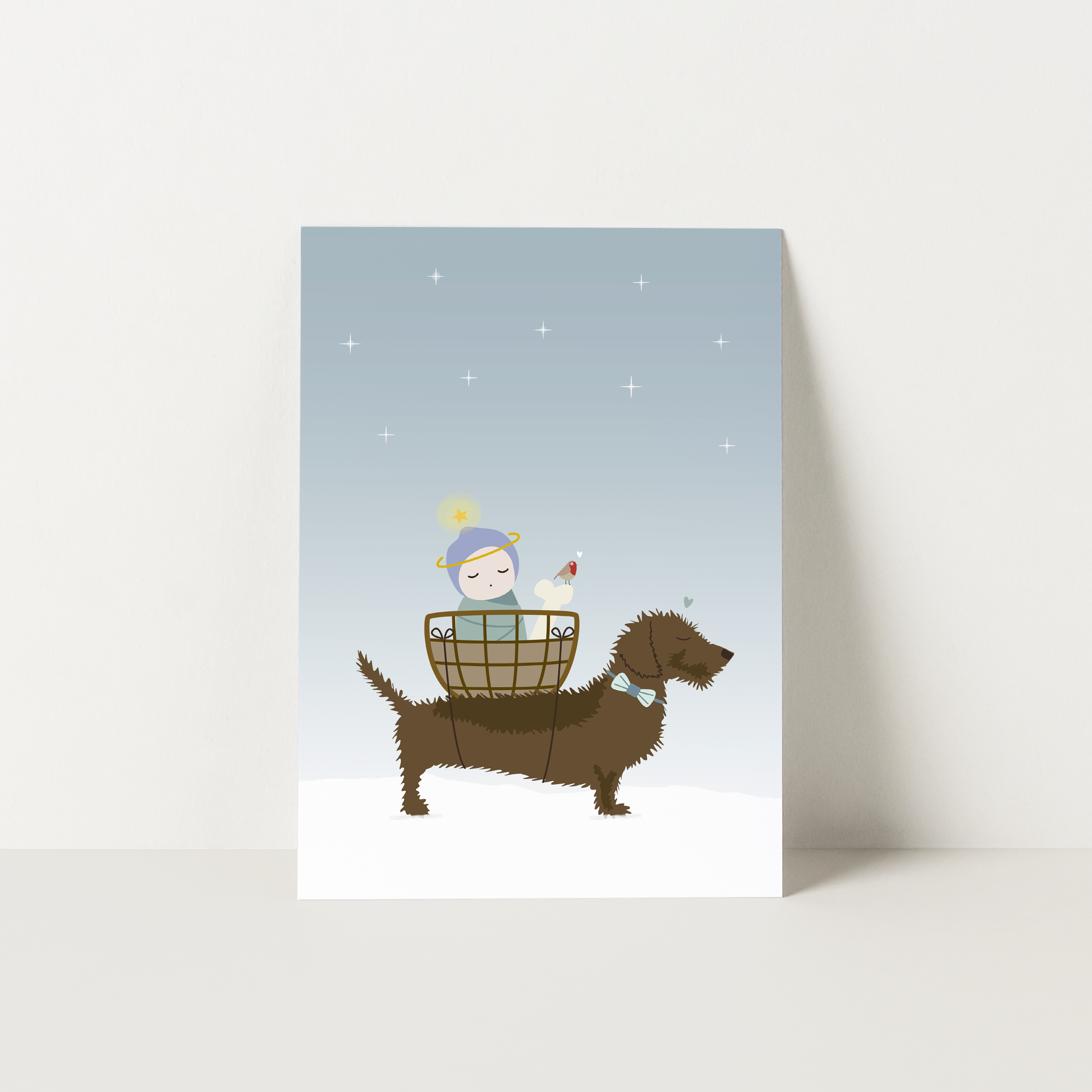kerstkaart-teckel-teckel-kerstkindje