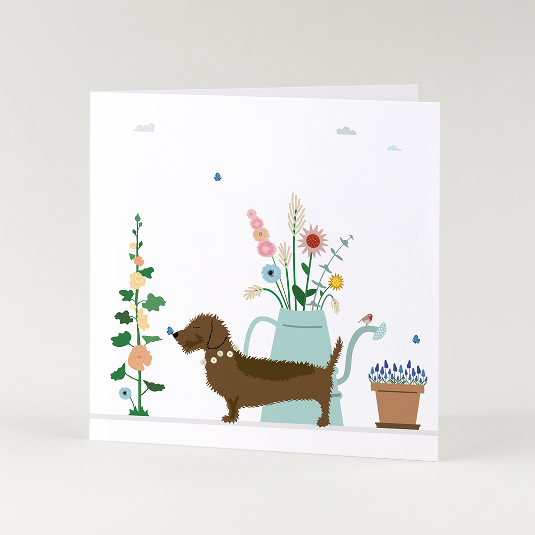 wenskaart-bedankt-teckel-zomaar-bloemen-gieter