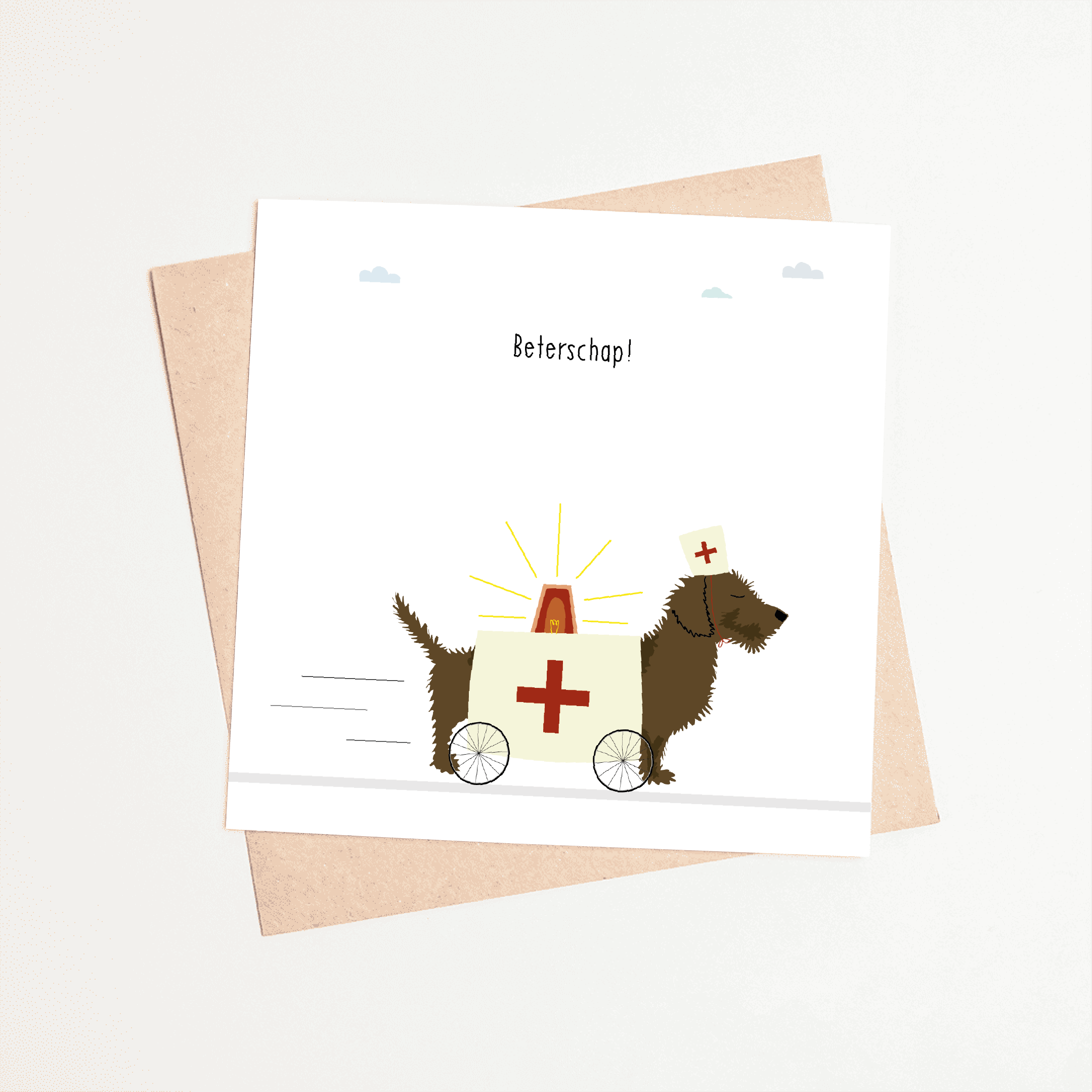 wenskaart-beterschap-teckel-ambulance-sirene