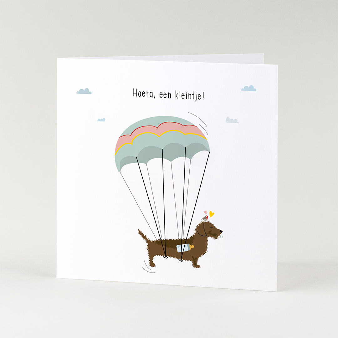 wenskaart-geboorte-teckel-adoptie-parachute