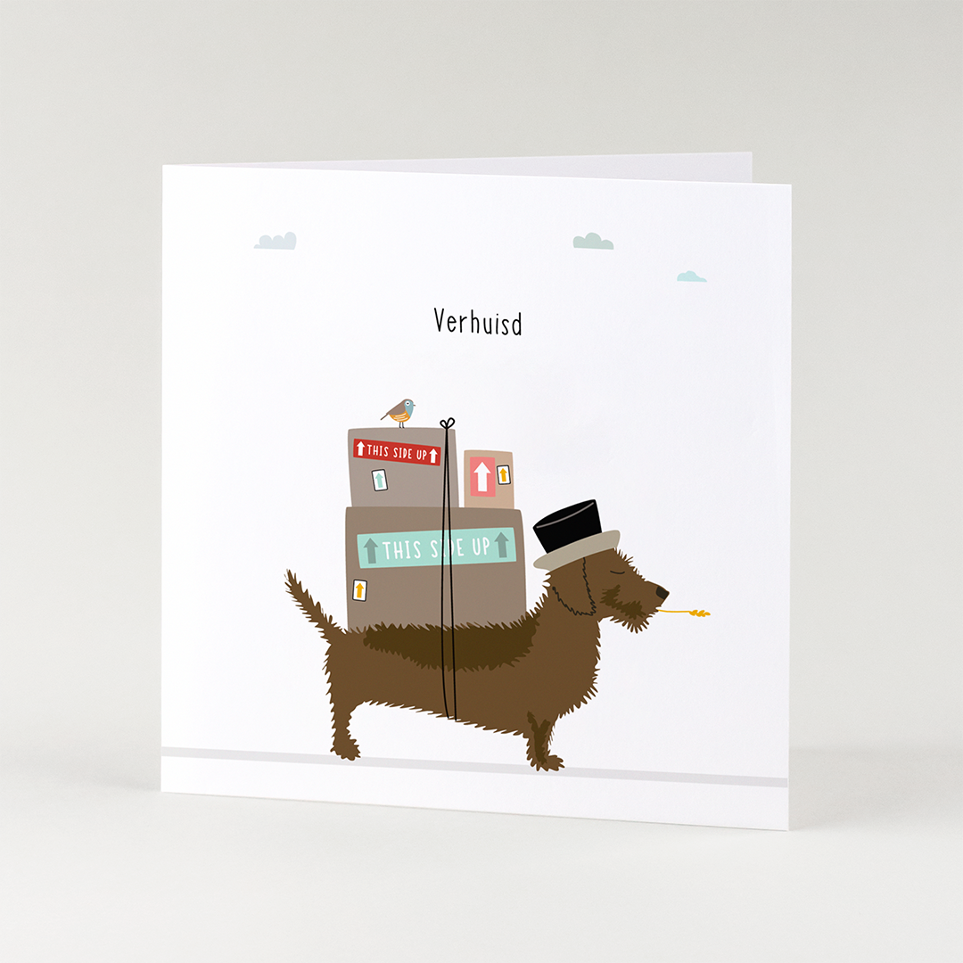 wenskaart-verhuizen-teckel-verhuisd-dozen