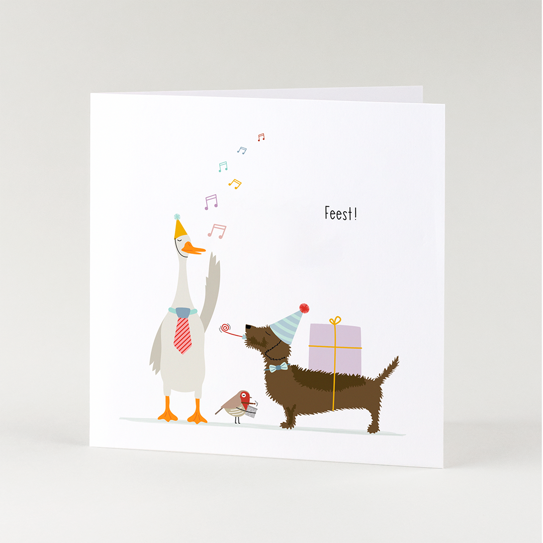 wenskaart-verjaardag-teckel-feest-party-animals
