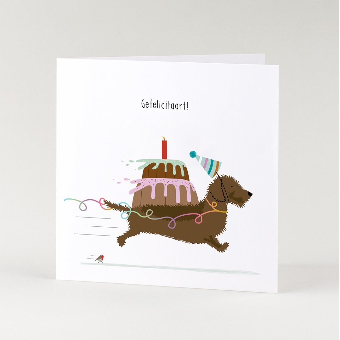 wenskaart-verjaardag-teckel-taart-gefelicitaart