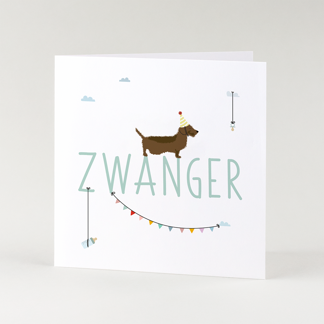 wenskaart-zwanger-teckel-geboorte-letters