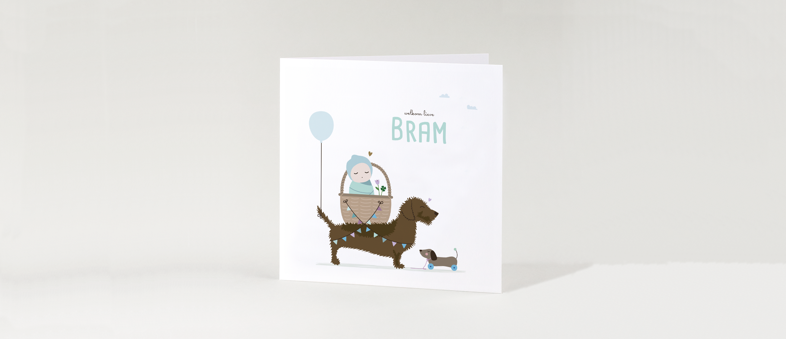 8 lieve geboortekaartjes met teckel voor hondenliefhebbers