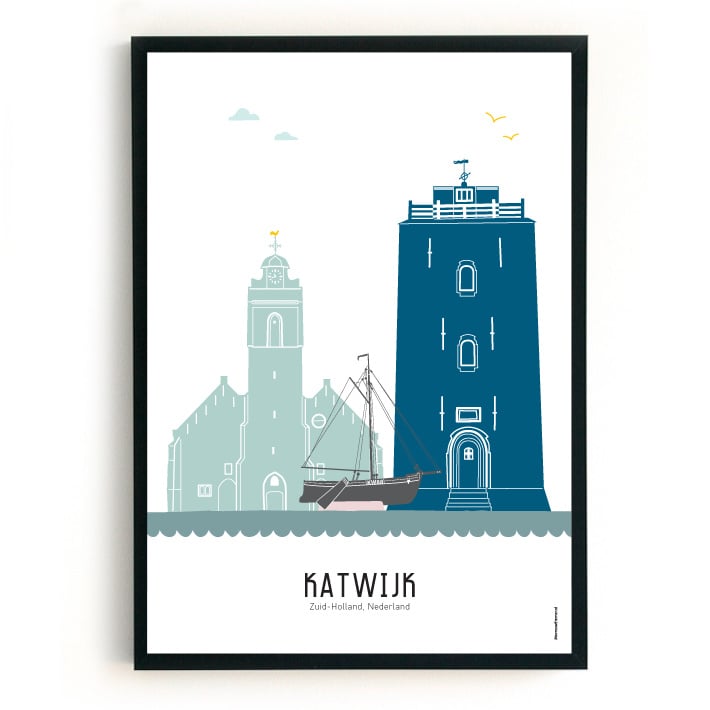 Poster Katwijk aan Zee in color - A4