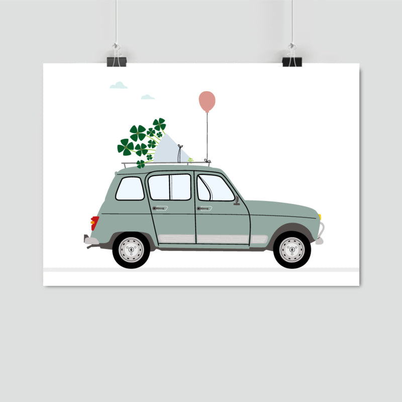 Poster Renault 4, bosje geluk- A5