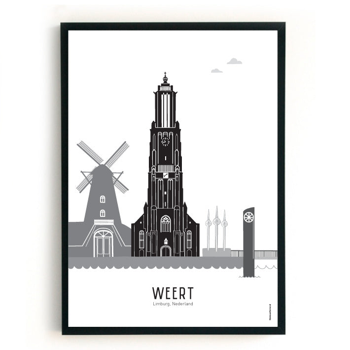 Poster Weert zwart-wit-grijs  - A4