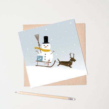 Christmas Greeting Card - Sledding...