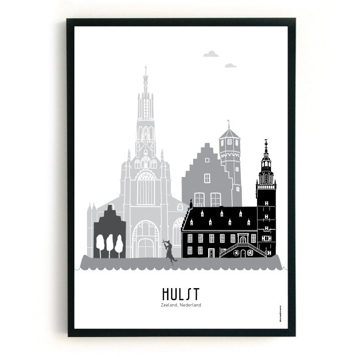 Poster Hulst zwart-wit-grijs  - A4 | A3