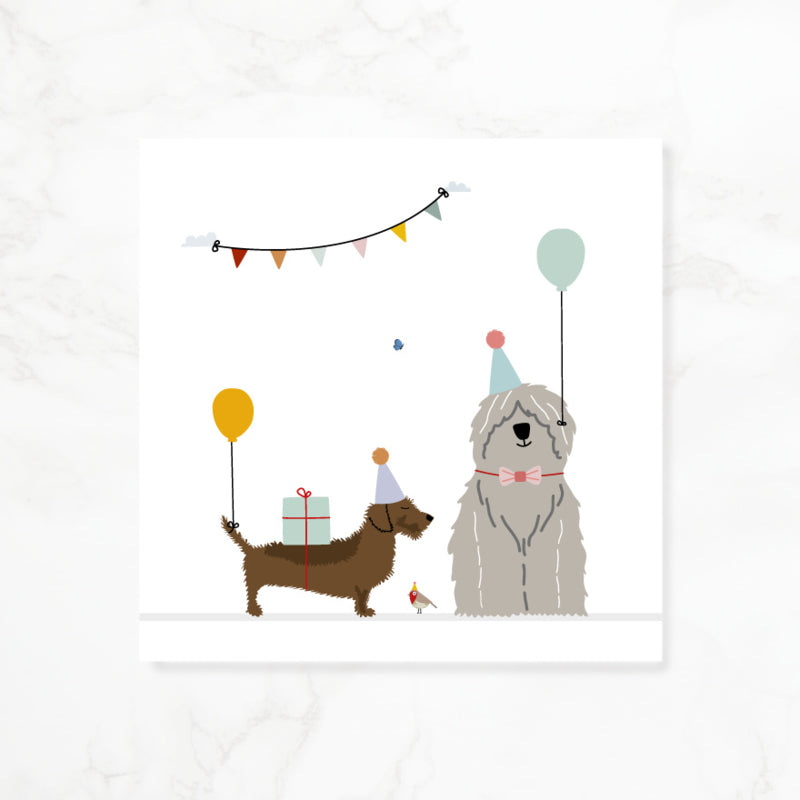 Greeting card dachshund Frits - Small party..