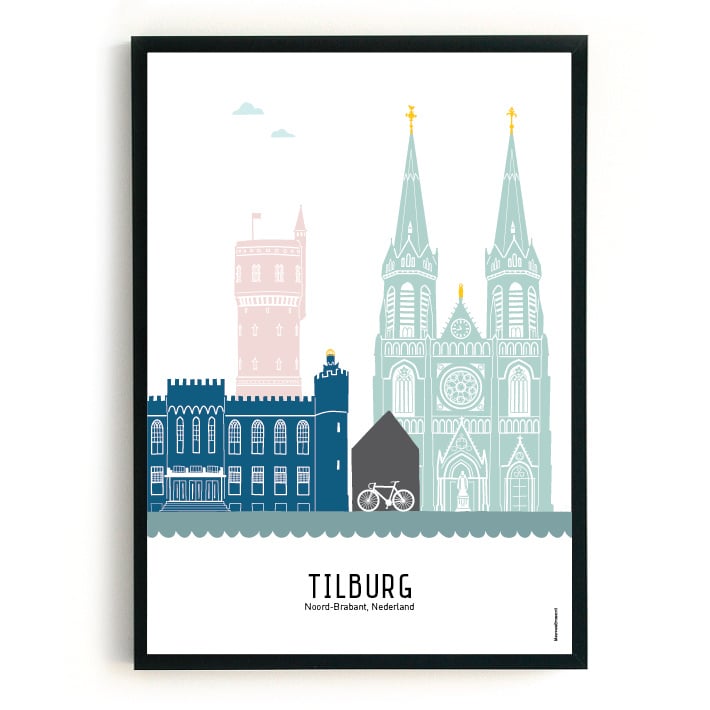 Poster Tilburg  in kleur  - A4 | A3