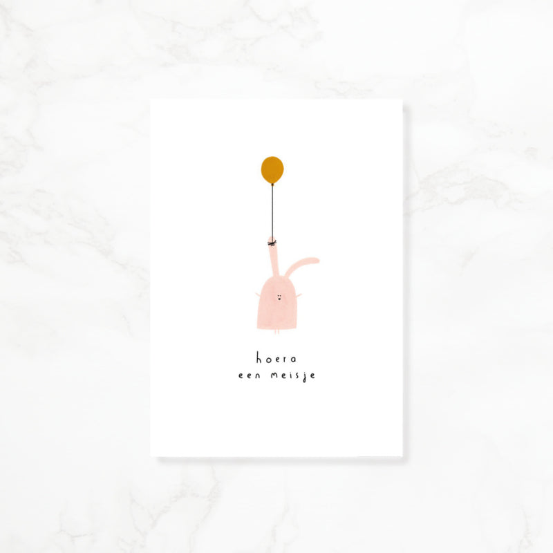 Greeting card Little love - Hooray a girl (bunny)