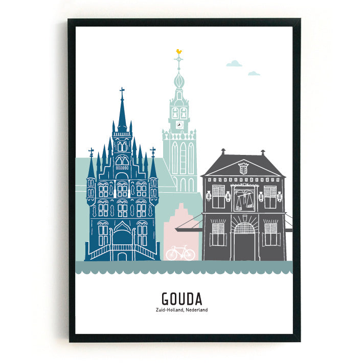 Poster Gouda in kleur  - A3