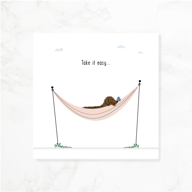 Greeting card dachshund Frits - Take it easy...