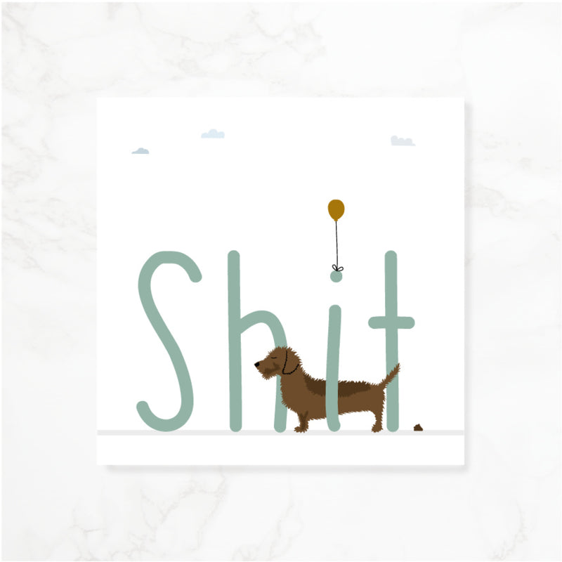 Greeting card dachshund Frits - Shit