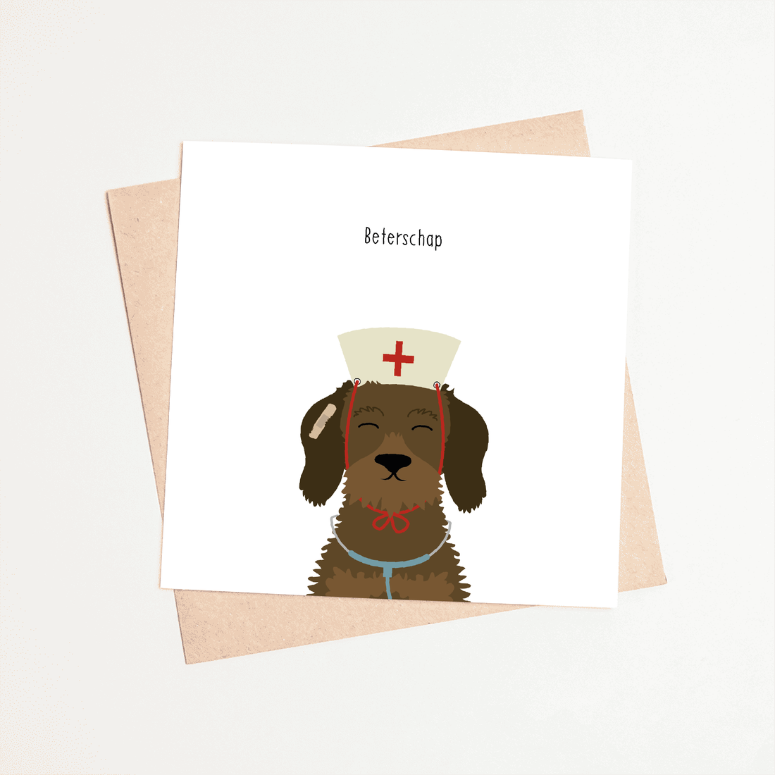 Greeting card dachshund Frits - Get well soon (doctor)